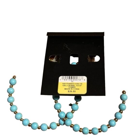 I.n.c. International Concepts Gold-Tone Large Color Bead C-Hoop Earrings - blue - Picture 3 of 4